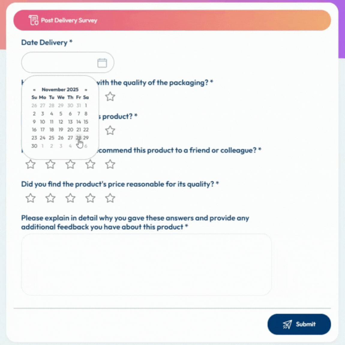 Post Delivery Survey